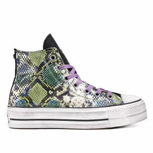 Converse All Star Alte Suola Platform - Pitonate Verde e Viola