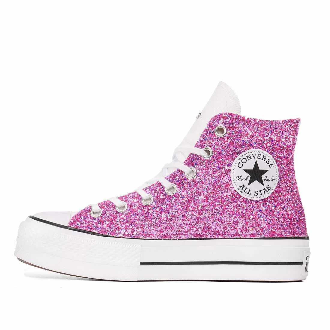 Converse All Star Bianche Glitter Fucsia