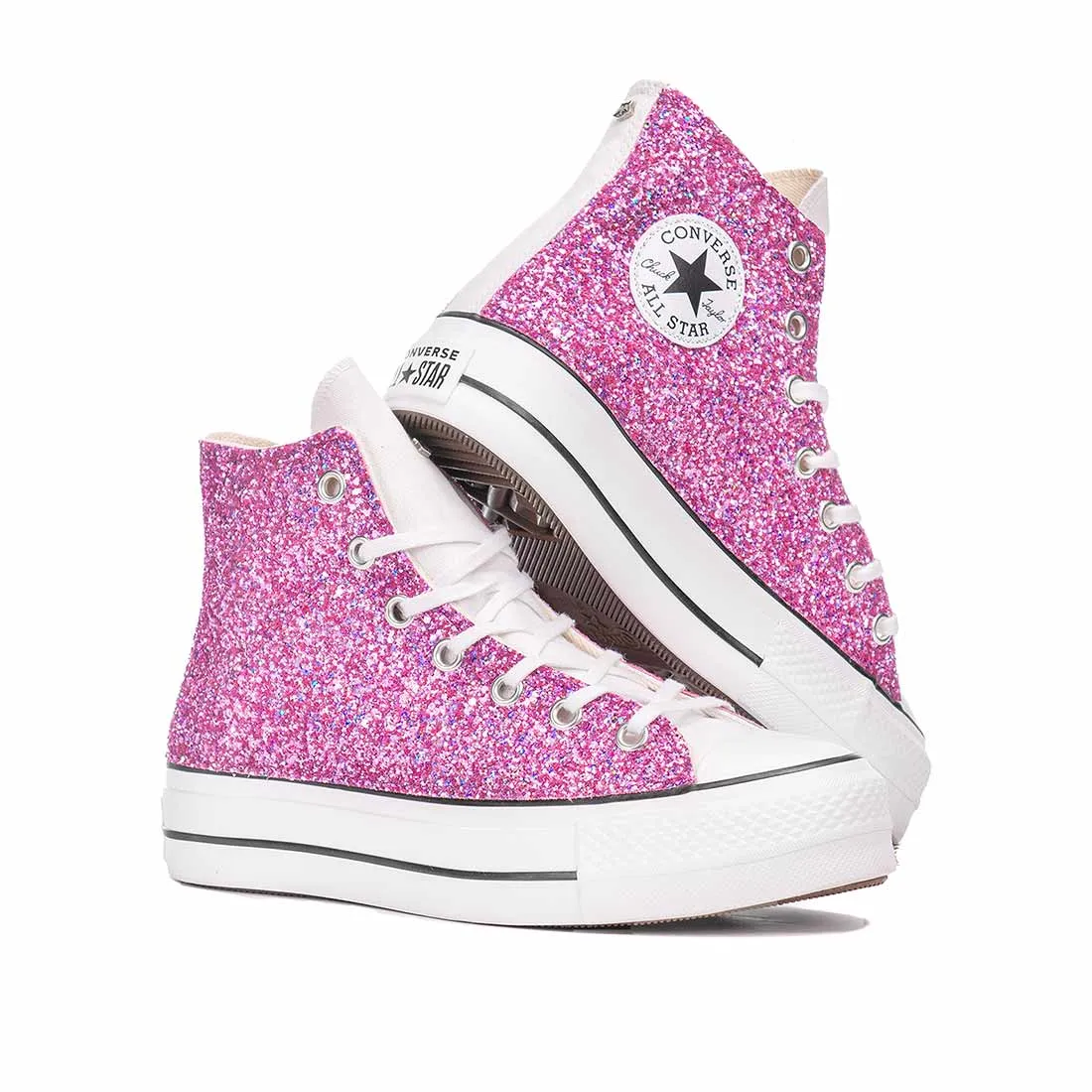 Converse All Star Bianche Glitter Fucsia