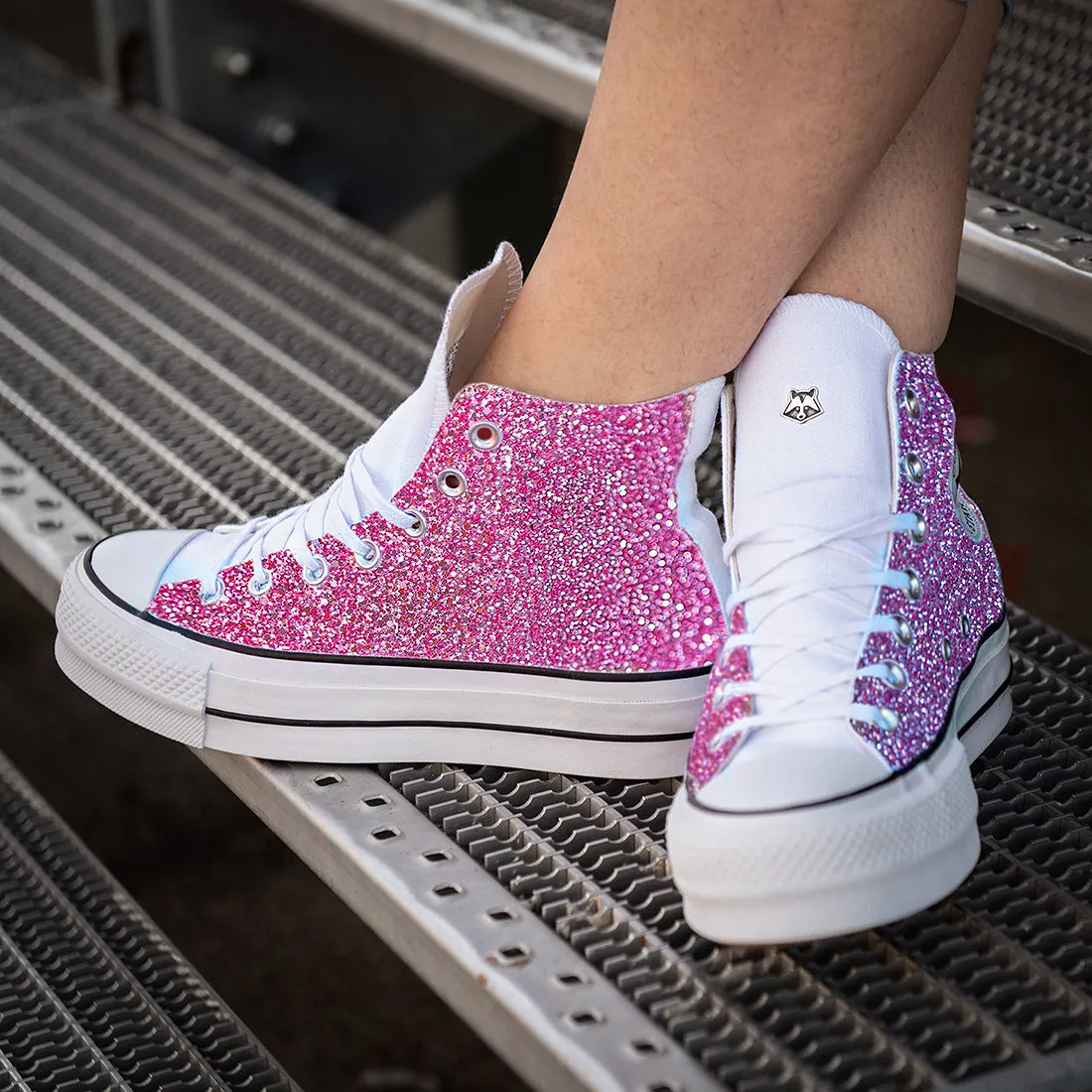 Converse All Star Bianche Glitter Fucsia
