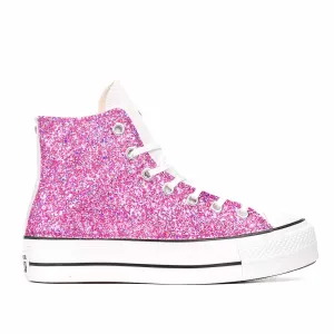 Converse All Star Bianche Glitter Fucsia