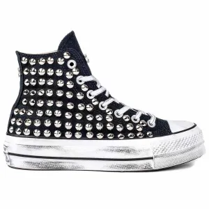 Converse All Star con Borchie - Alte suola Platform - Nere