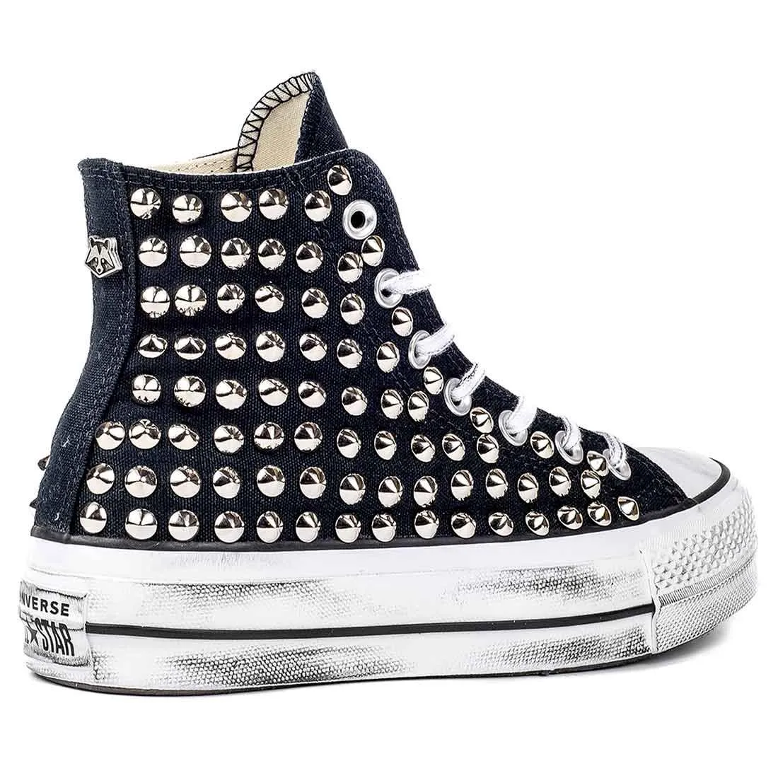Converse All Star con Borchie - Alte suola Platform - Nere