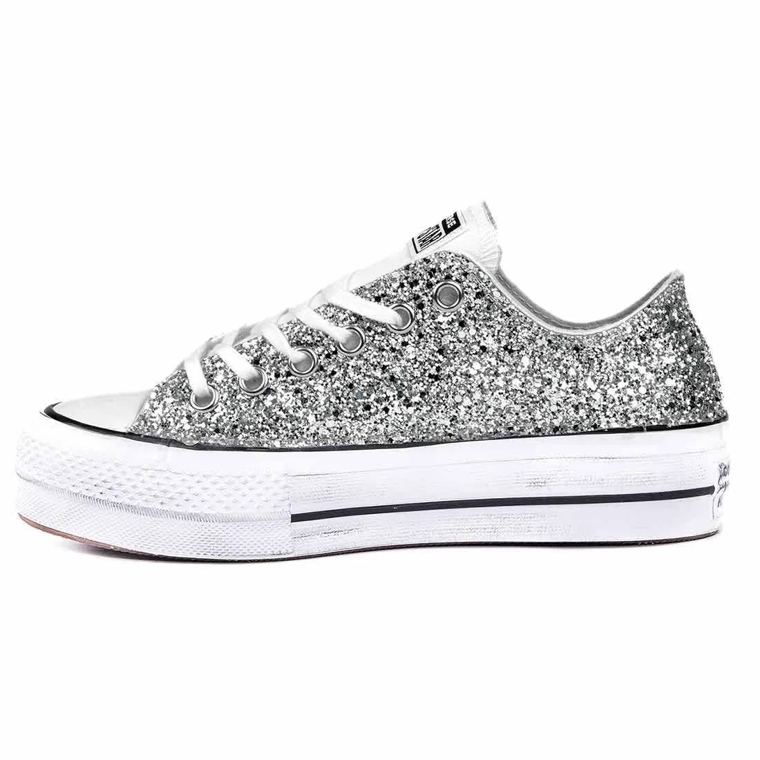 Converse Glitter Argento Basse - Suola Platform