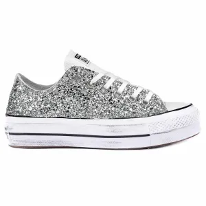 Converse Glitter Argento Basse - Suola Platform