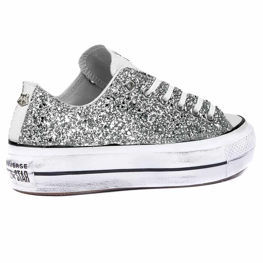Converse Glitter Argento Basse - Suola Platform
