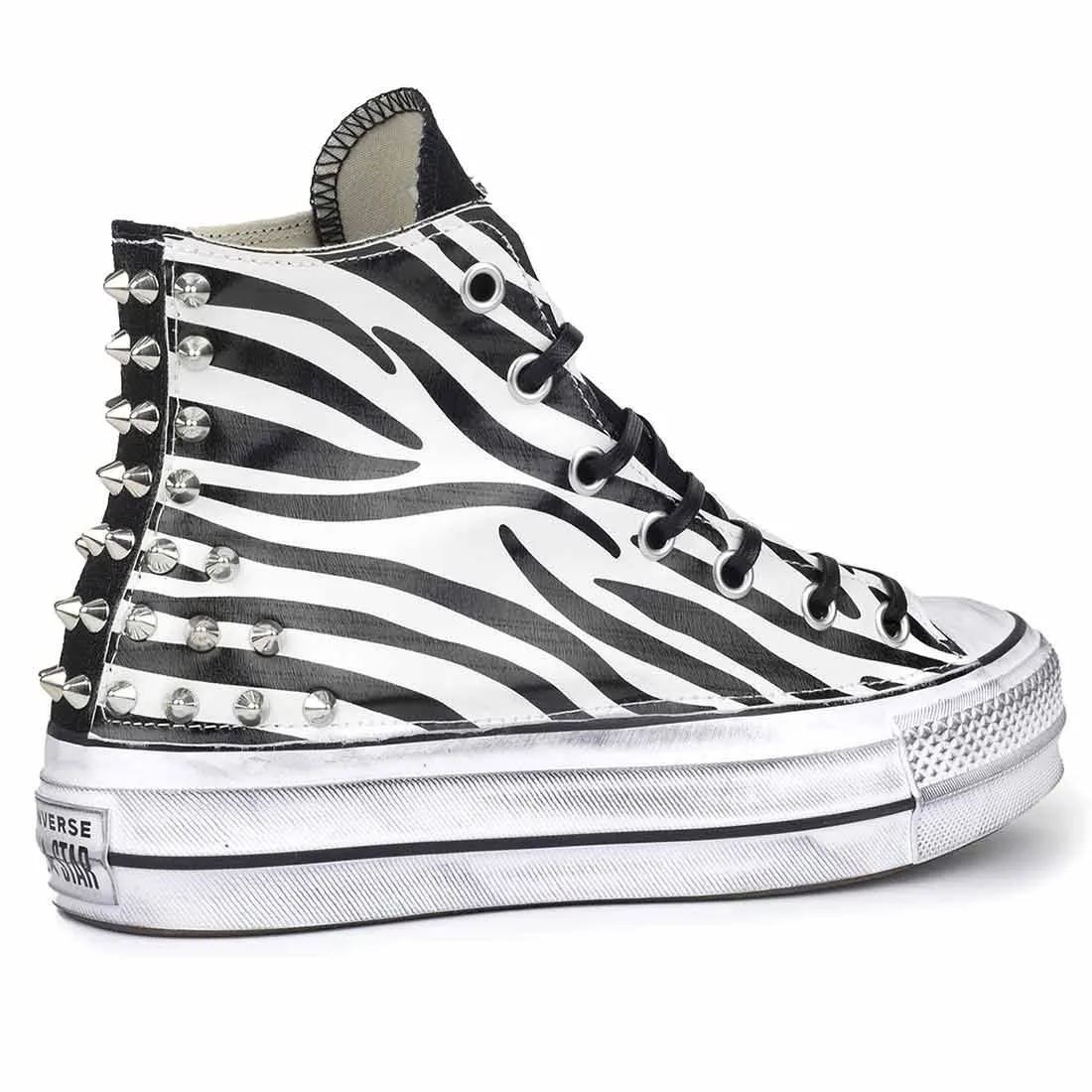 Converse Zebrate con Borchiette - All Star Alte con suola Platform