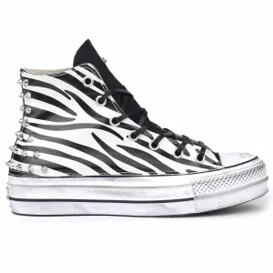 Converse Zebrate con Borchiette - All Star Alte con suola Platform