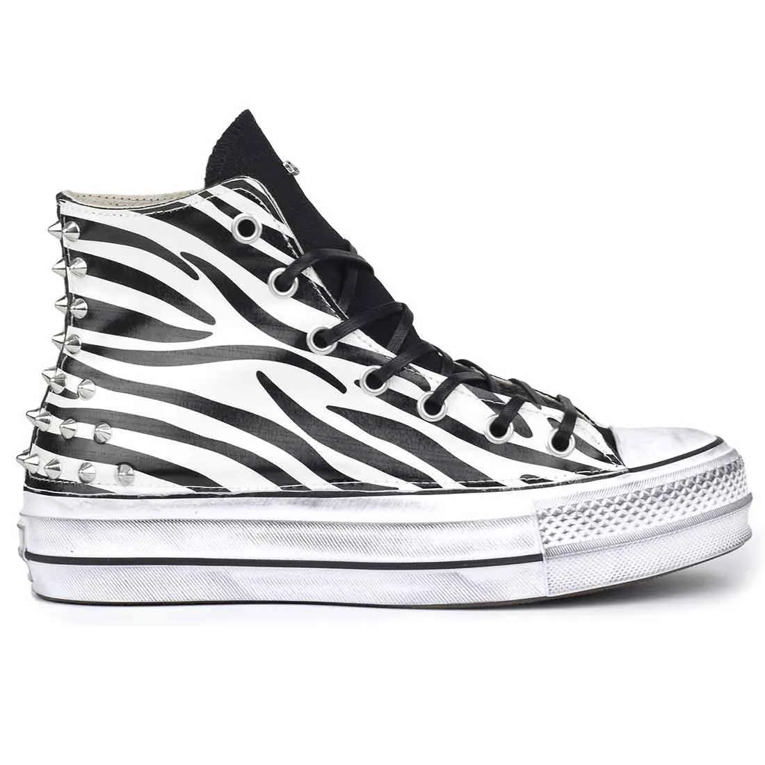 Converse Zebrate con Borchiette - All Star Alte con suola Platform