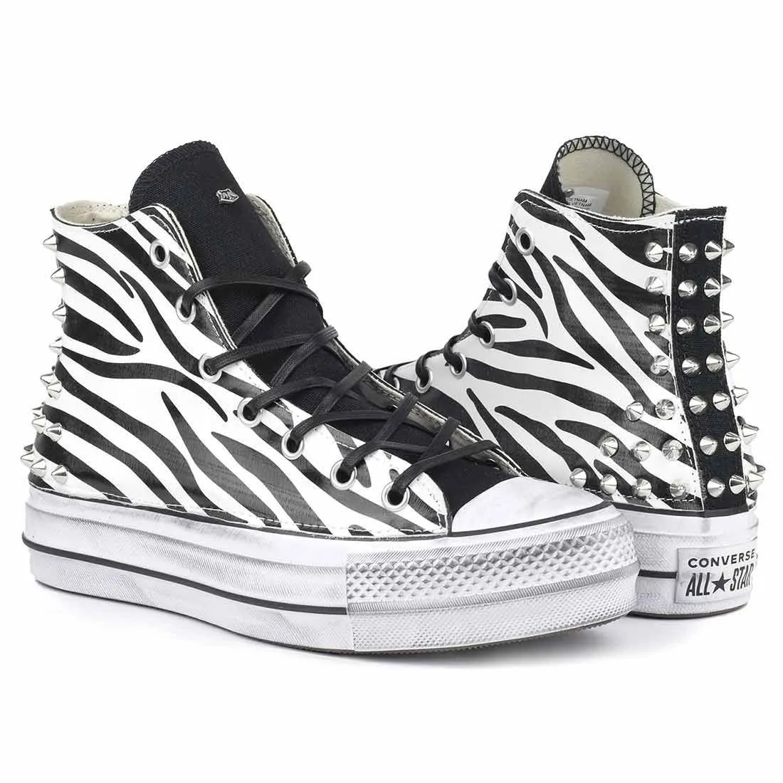 Converse Zebrate con Borchiette - All Star Alte con suola Platform