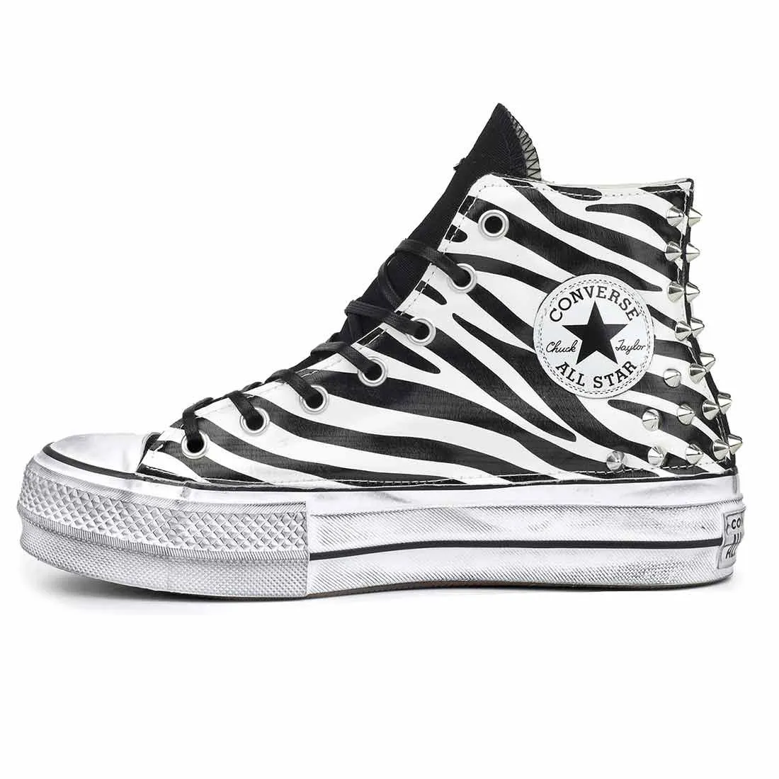 Converse Zebrate con Borchiette - All Star Alte con suola Platform