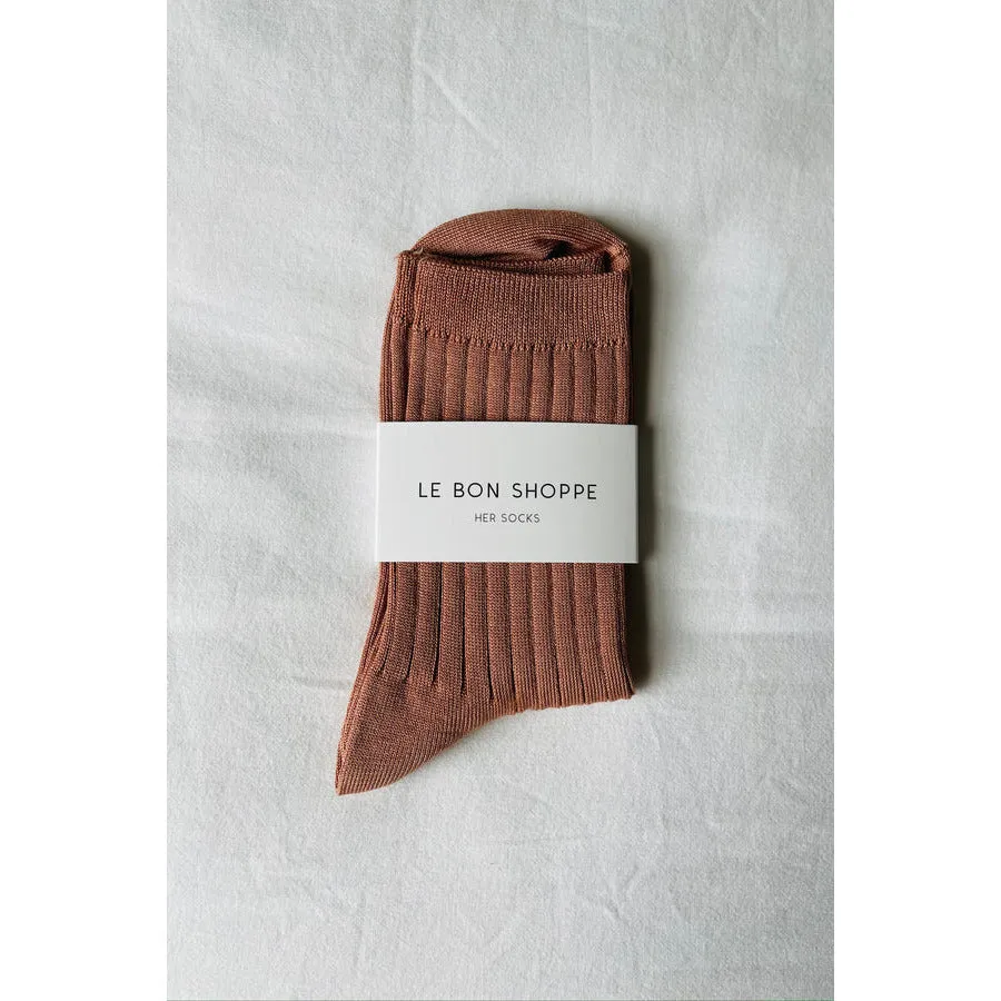 Cotton Ribbed Socks - Nude Peach