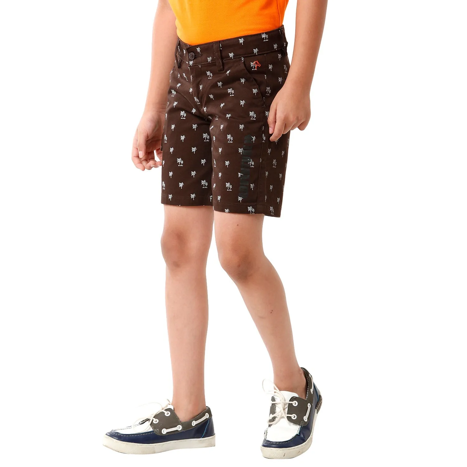 CP BRO BOYS Printed Slim Fit Brown Color Cotton Shorts - BBSHRT S2 1C