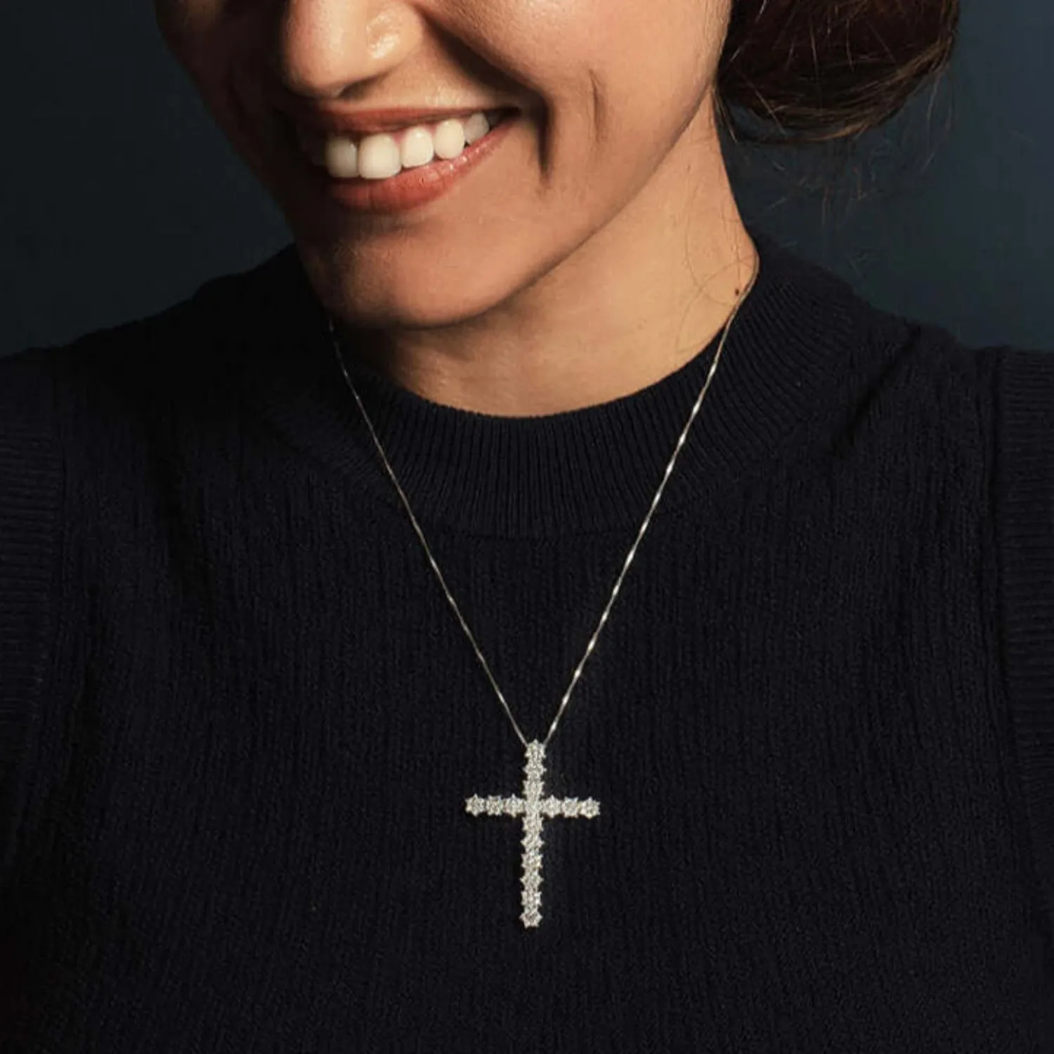 CROSS PENDANT - SILVER AND ZIRCONIA