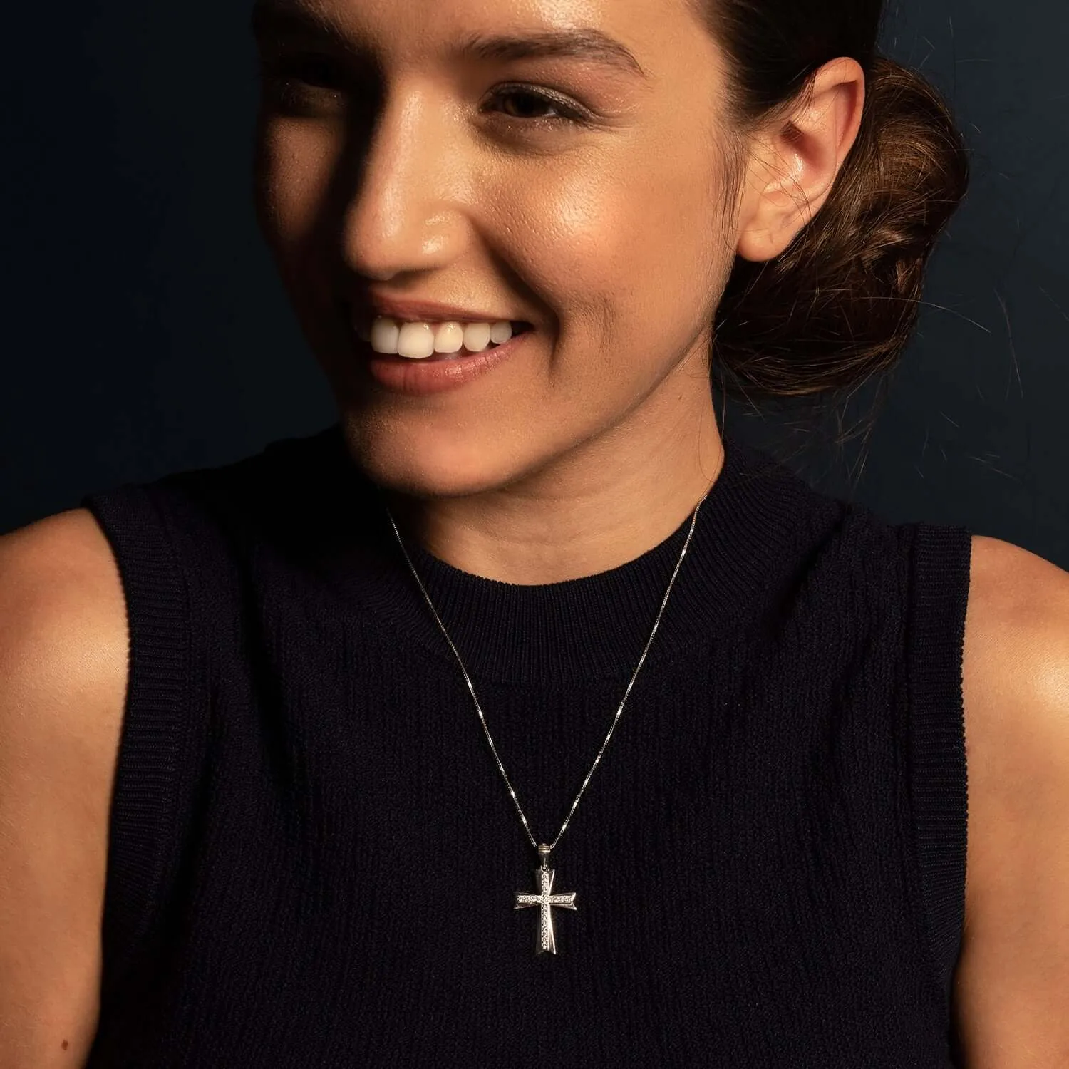 CROSS PENDANT - SILVER AND ZIRCONS