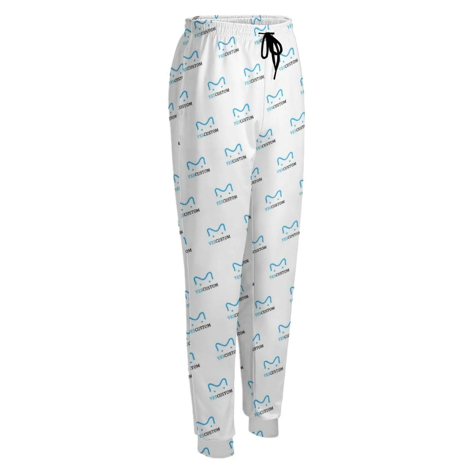 Custom Logo Sweatpants White Background Closed Bottom Women's All Over Print Personalized Casual Sweatpants