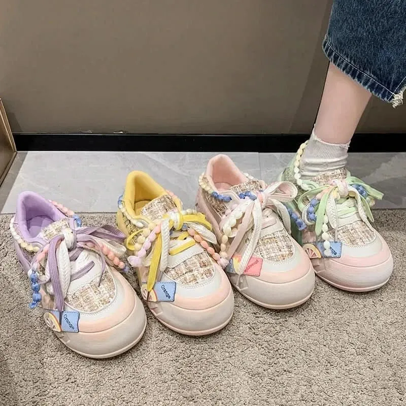 Cute Platform Round Toe Sneakers for Teens | Comfortable & Trendy
