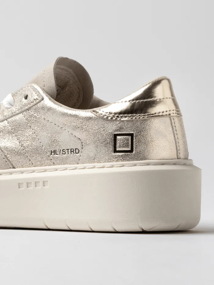 D.A.T.E. Women's Hill Low Platform Stardust Trainers In Platinum W421-HP-ST-PL
