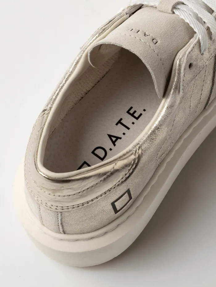 D.A.T.E. Women's Hill Low Platform Stardust Trainers In Platinum W421-HP-ST-PL