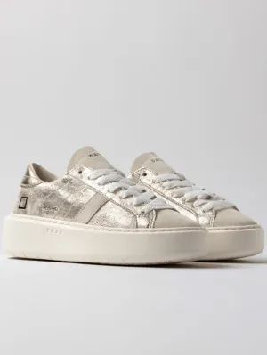 D.A.T.E. Women's Hill Low Platform Stardust Trainers In Platinum W421-HP-ST-PL