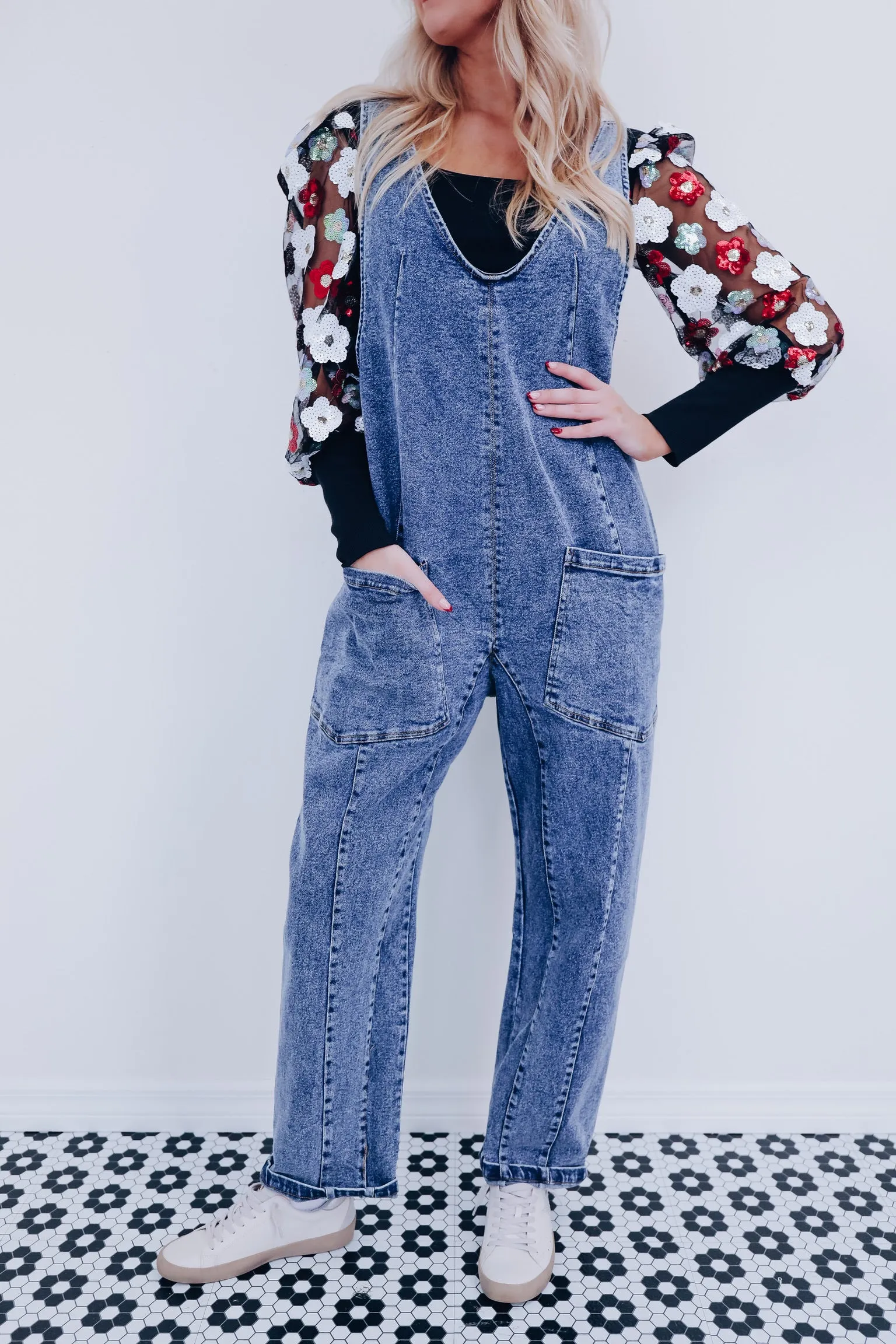 Dayna Denim Jumpsuit - Dark Wash