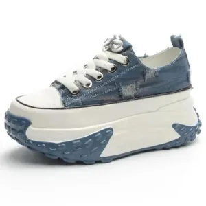 Denim Platform Sneakers | Bling 6cm Height for Women