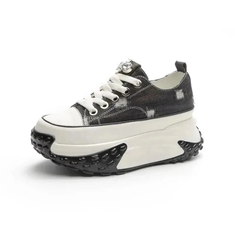 Denim Platform Sneakers | Bling 6cm Height for Women