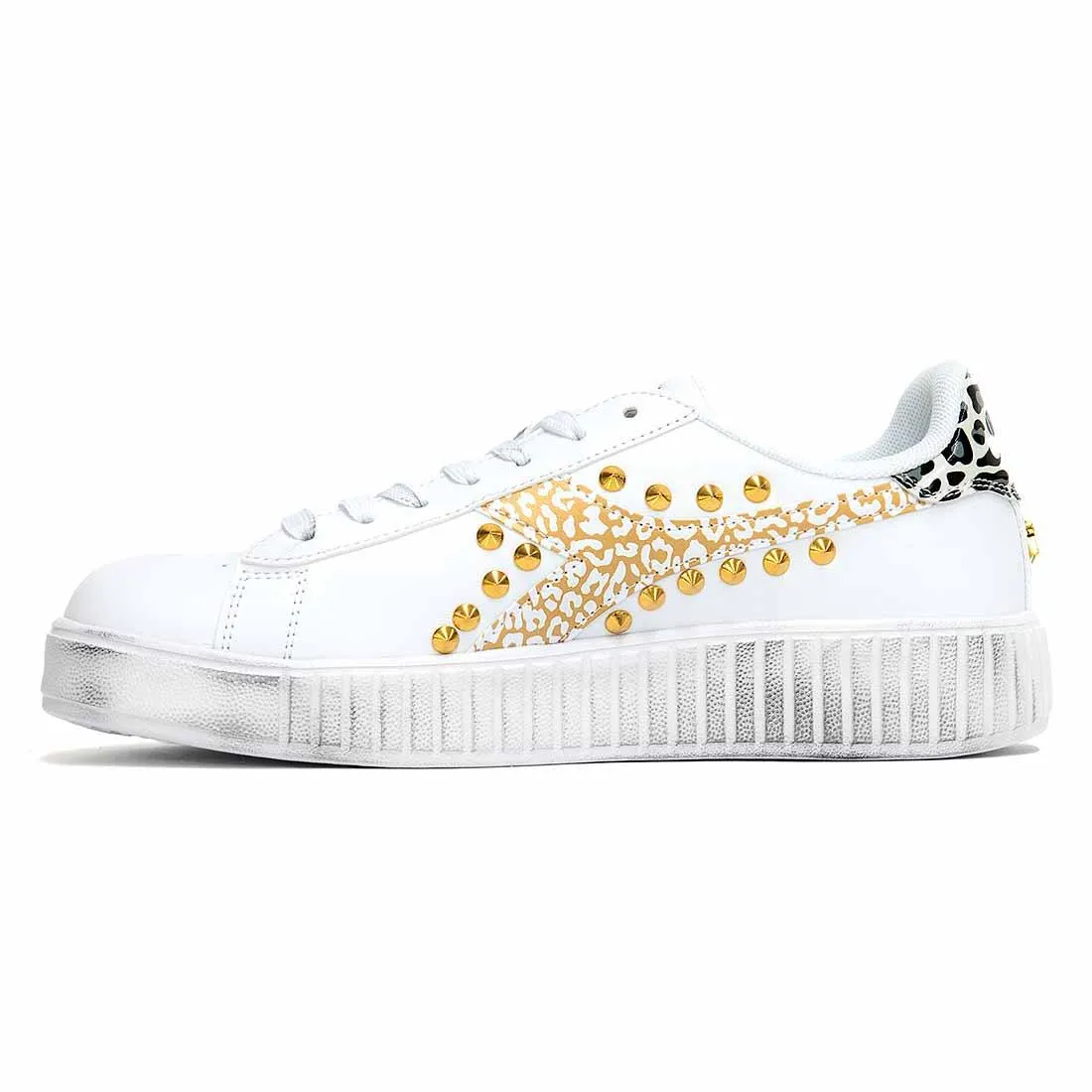 Diadora Game Platform Maculate con Borchie Oro