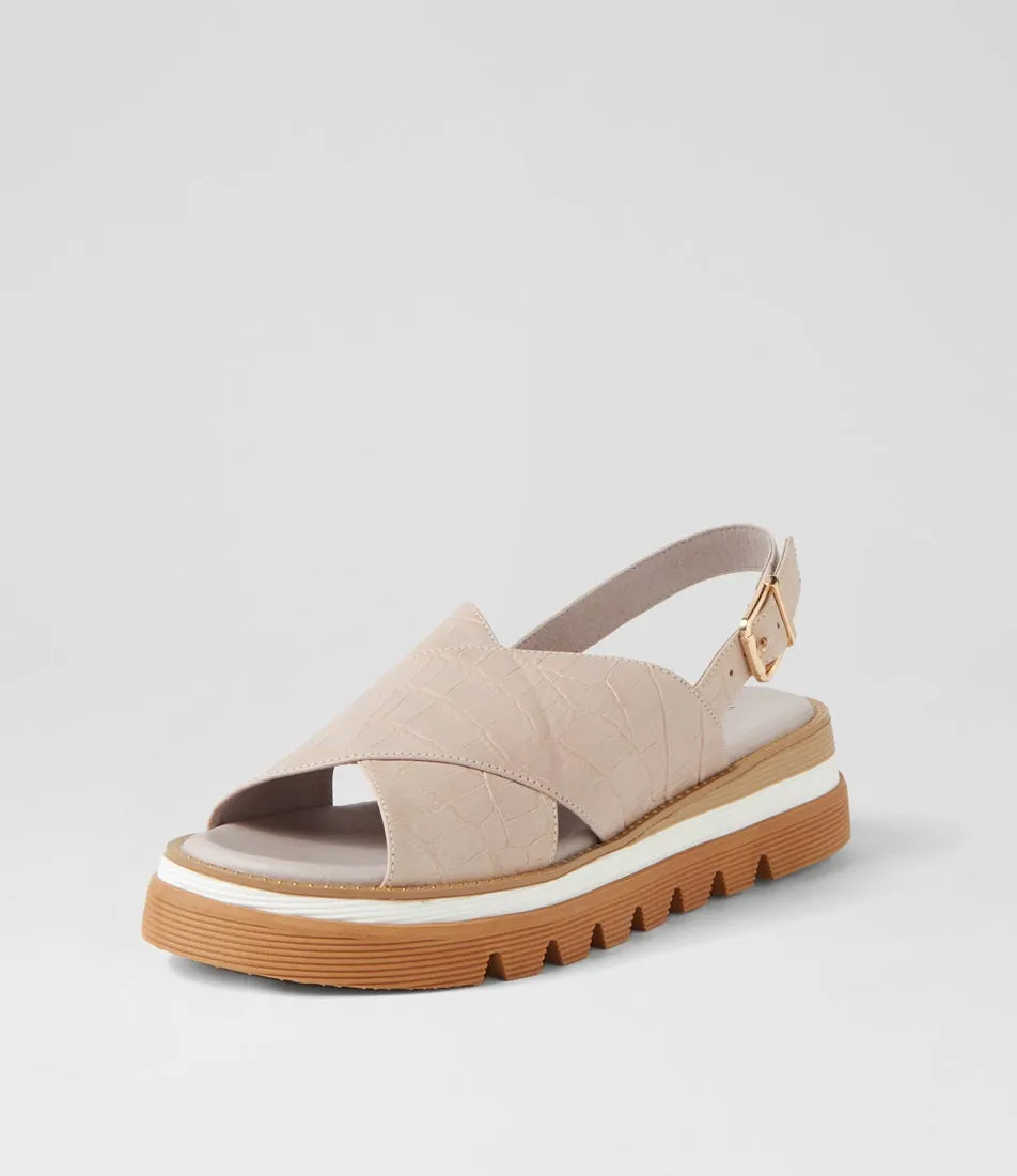 Django & Juliette - Sandals - Sasi - Almond / Croc Leather