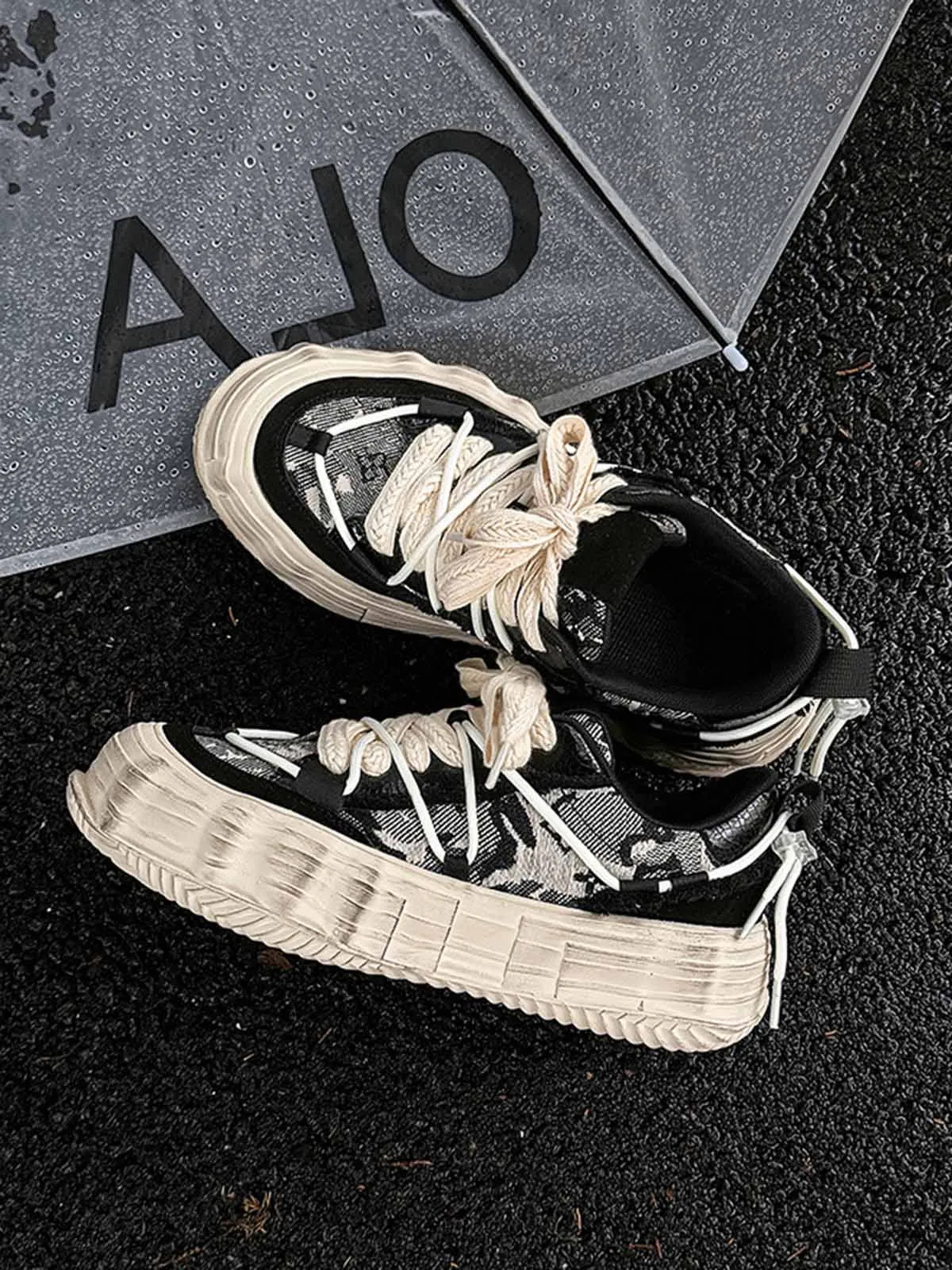 Double Laces Platform Canvas Sneakers