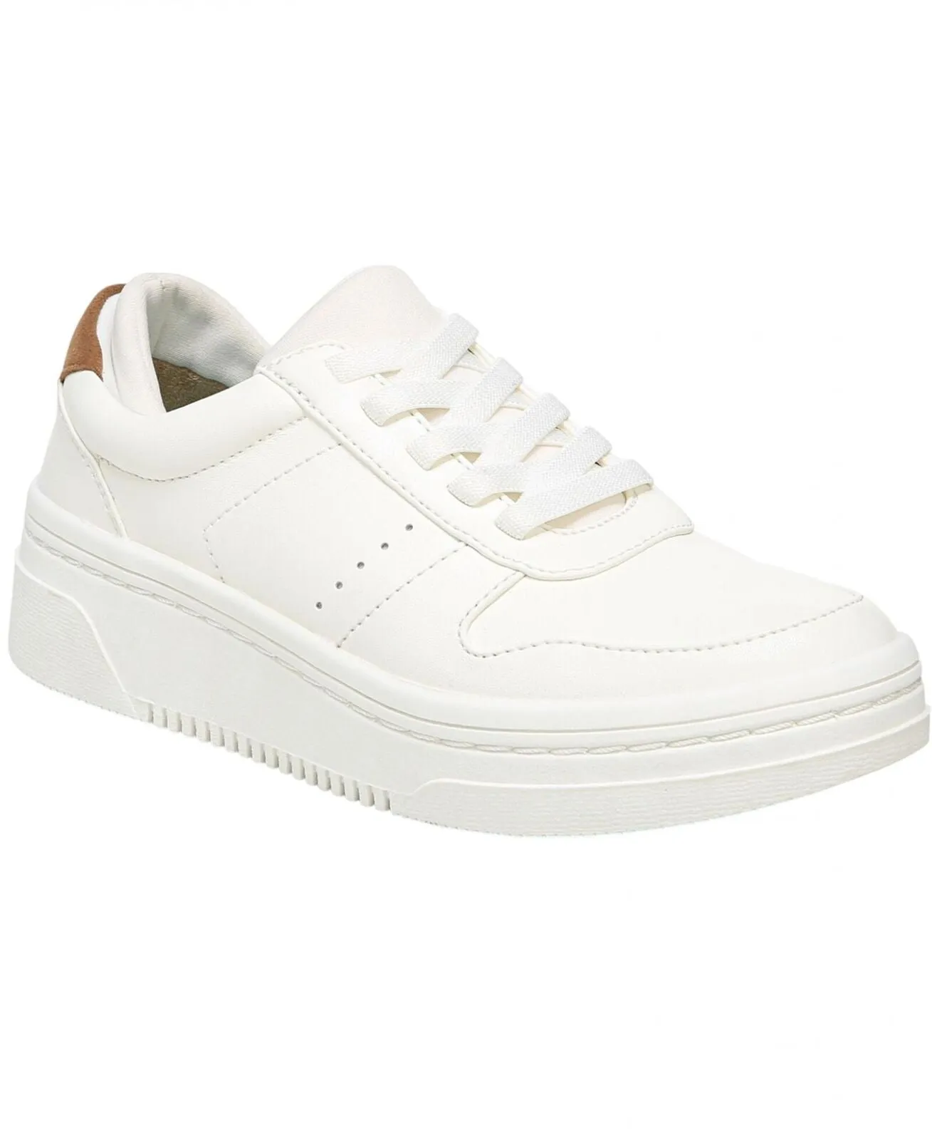 Dr. Scholl's Essential Womens Platform Sneakers H4978F1-102 White Tan 8.5M