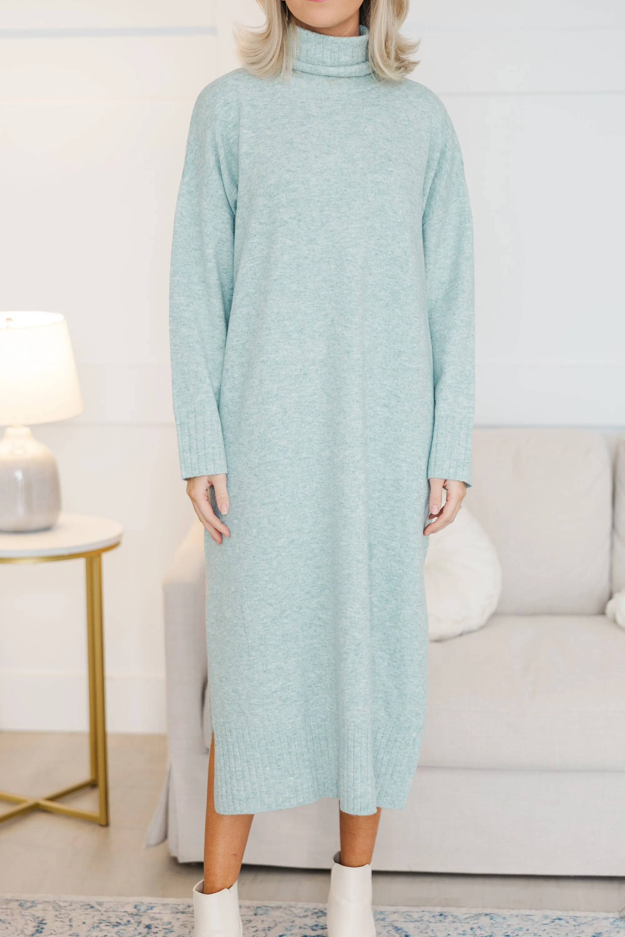 Easy Days Sage Green Sweater Midi Dress