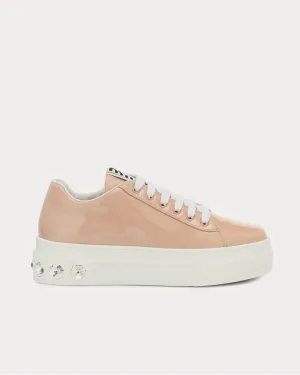 Embellished patent-leather Beige Low Top Sneakers