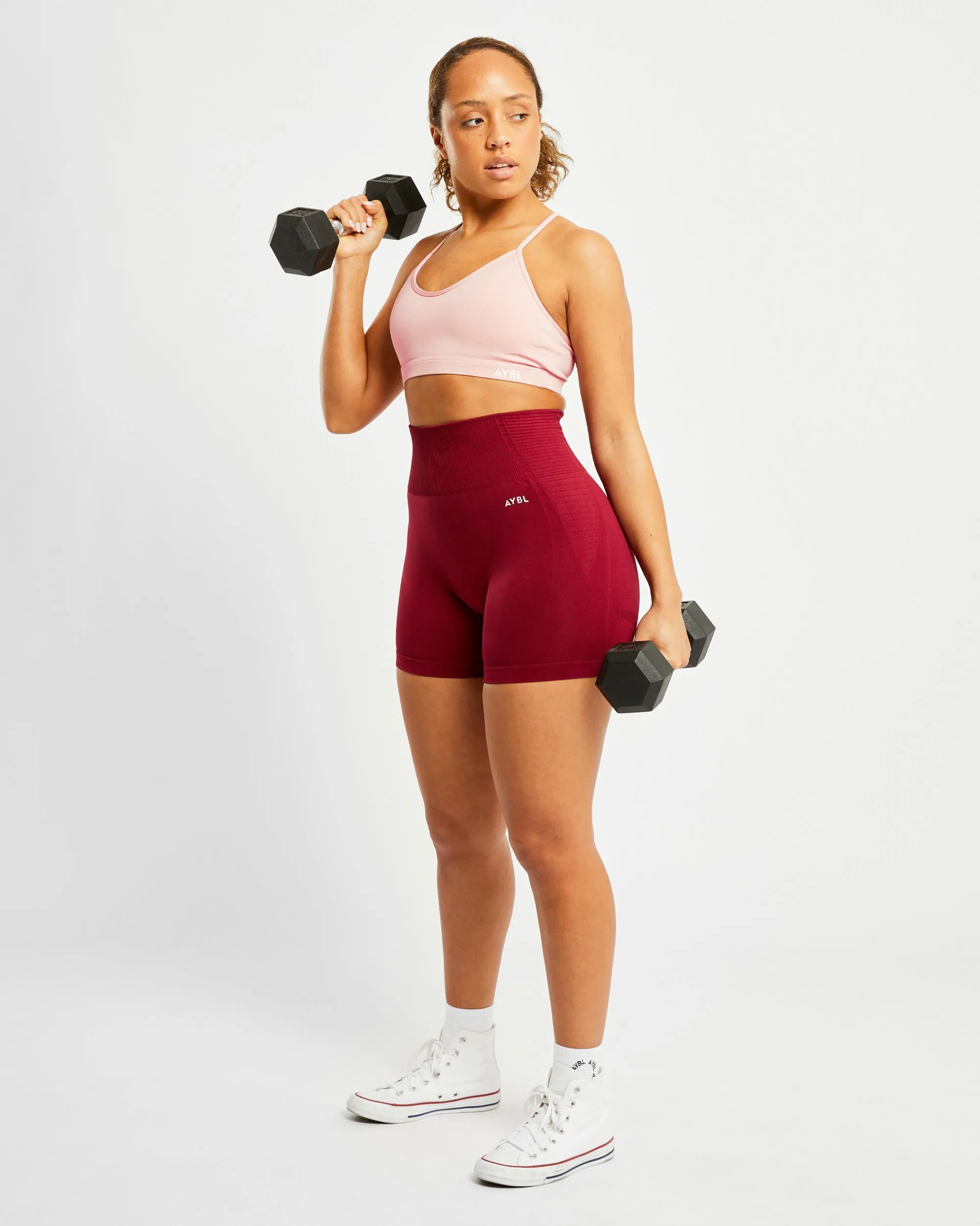 Essential V Neck Sports Bra - Dusty Pink