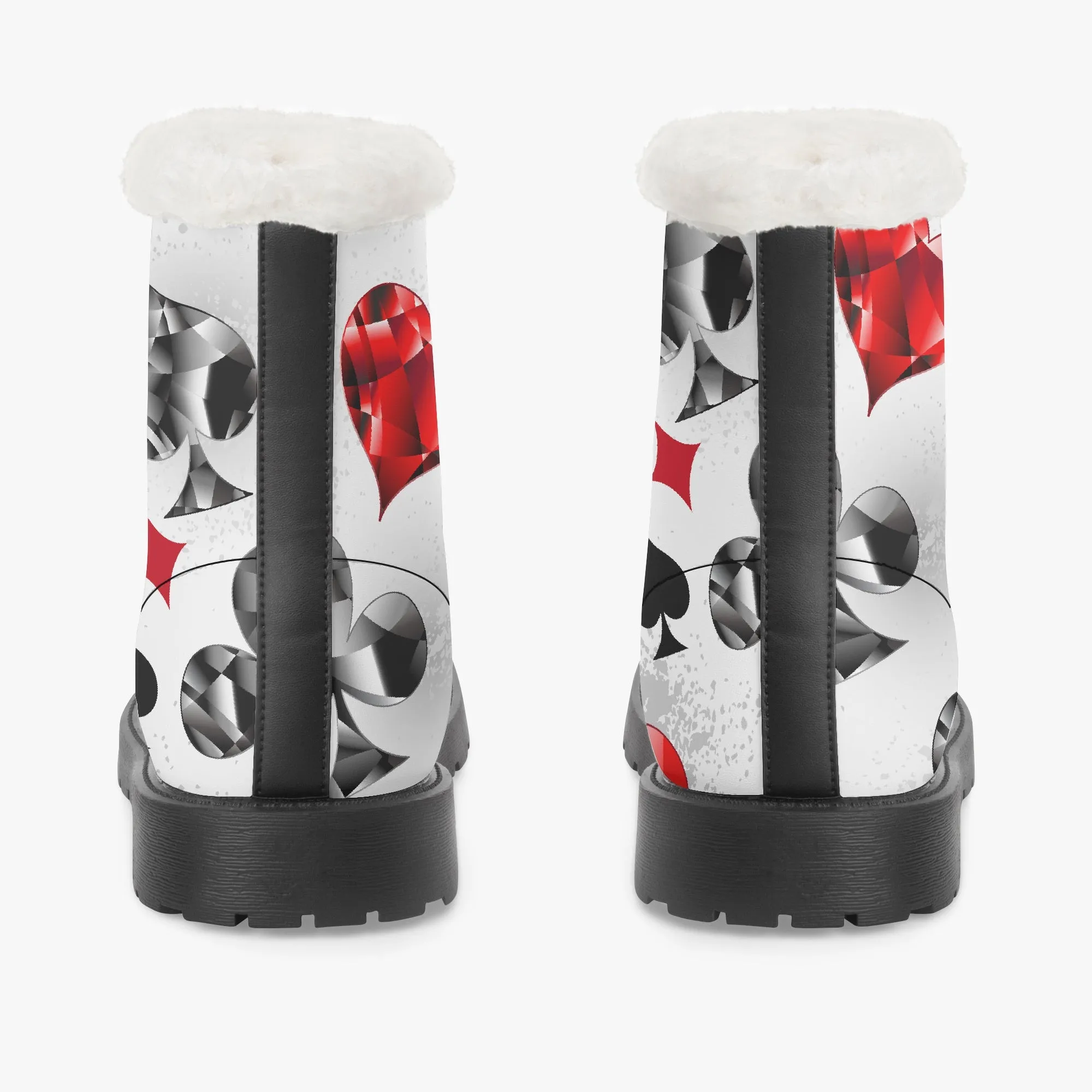 Faux Fur Leather Boots Playing Cards
