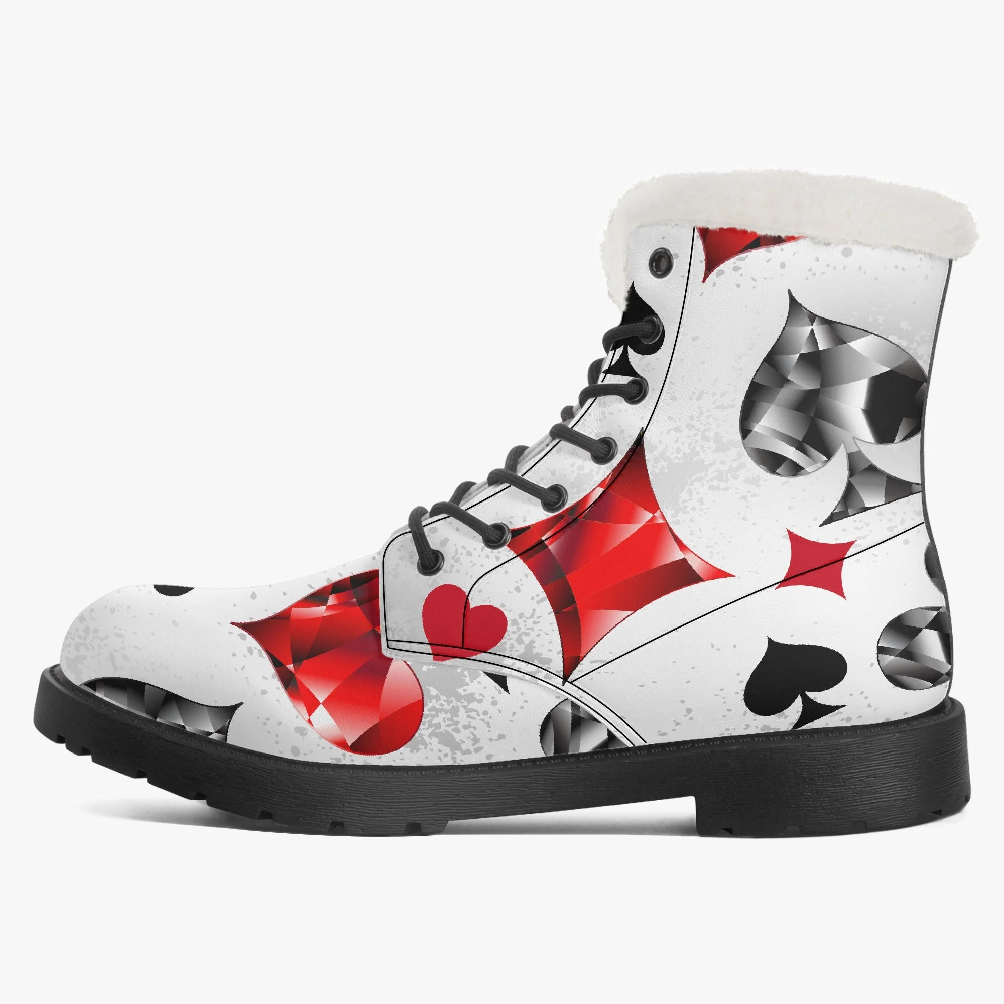 Faux Fur Leather Boots Playing Cards