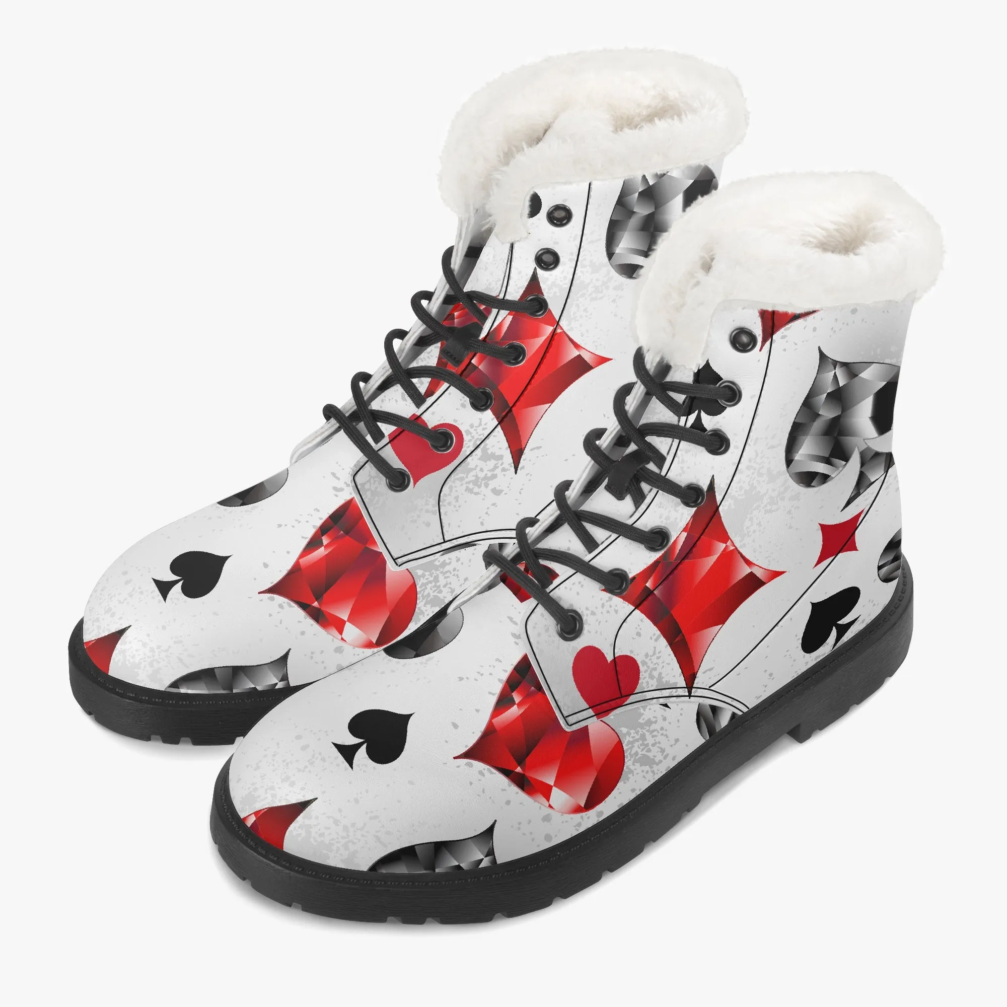 Faux Fur Leather Boots Playing Cards