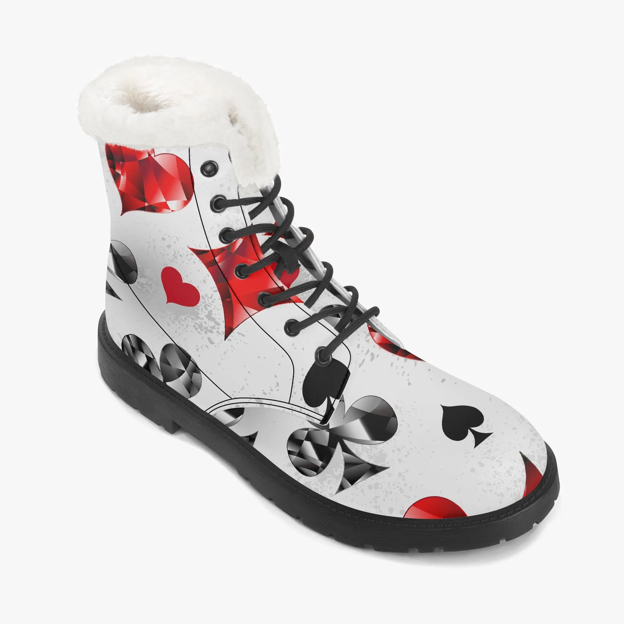 Faux Fur Leather Boots Playing Cards