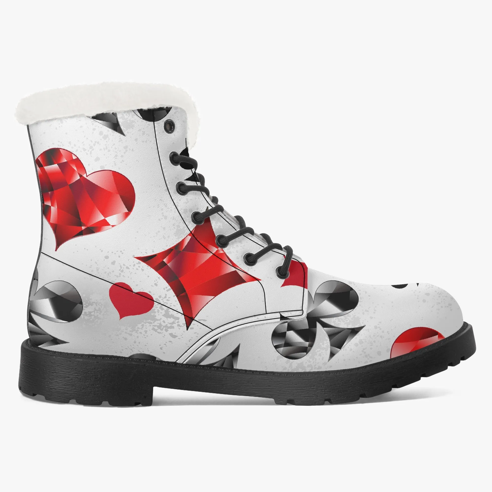 Faux Fur Leather Boots Playing Cards