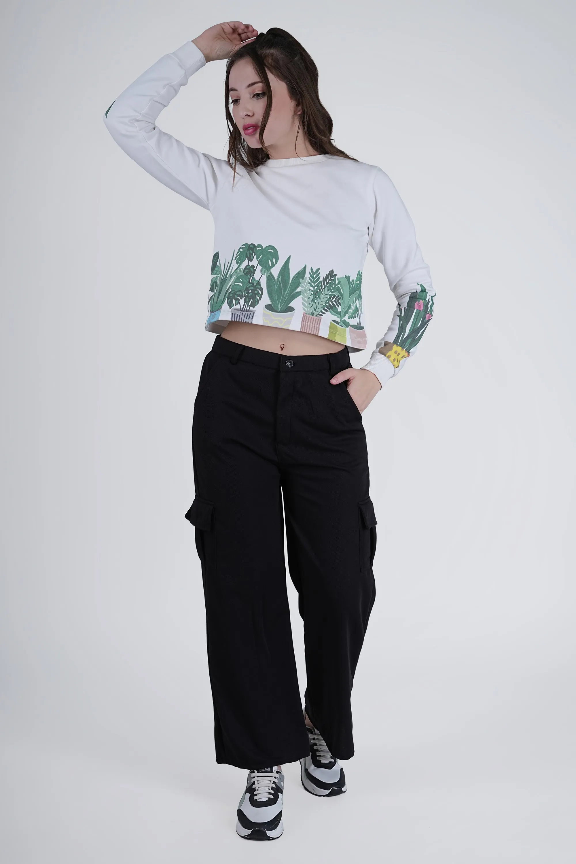 Flawless Women White Printed Sweatshirt | PLANTMANIA