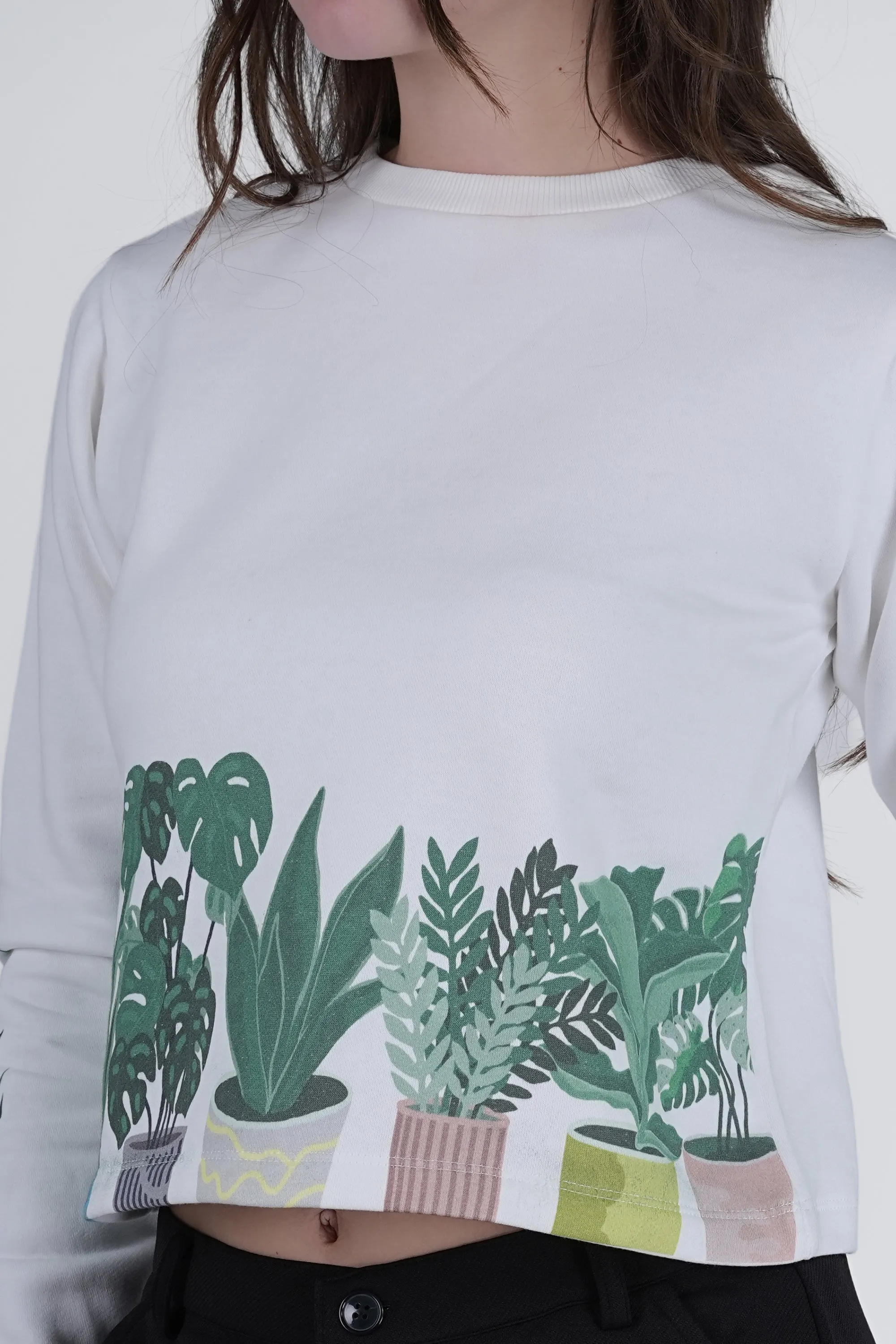 Flawless Women White Printed Sweatshirt | PLANTMANIA