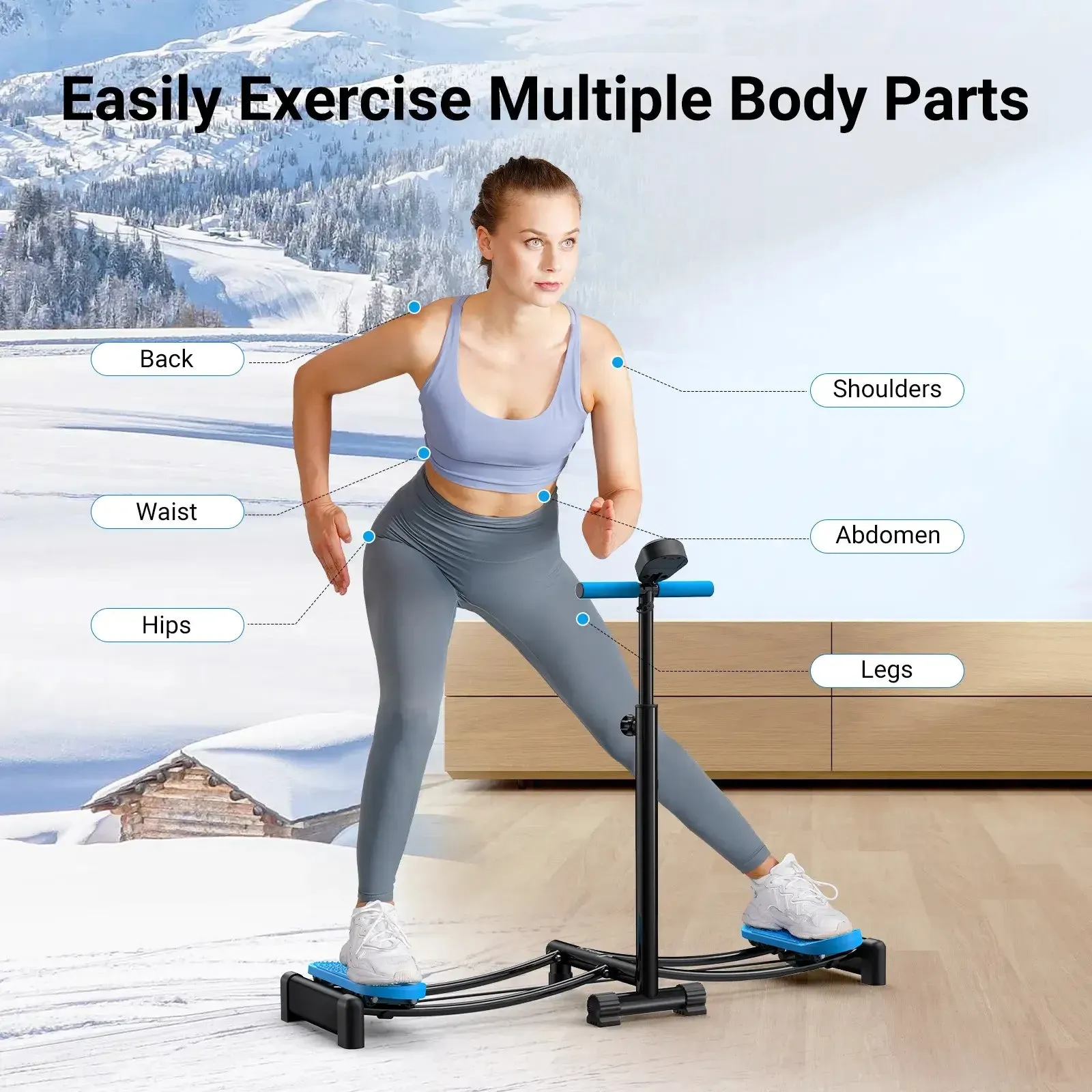 Foldable and Adjustable Height Simulated Ski Trainer