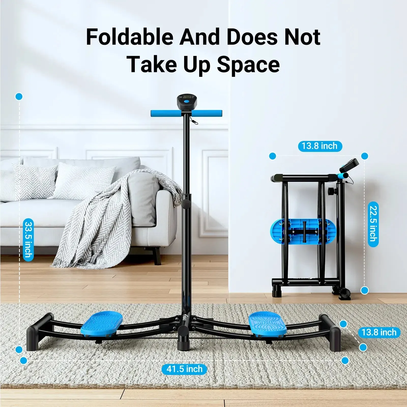 Foldable and Adjustable Height Simulated Ski Trainer