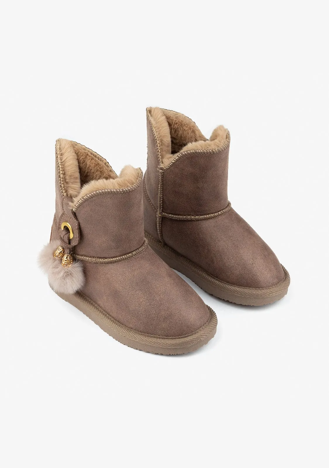 Girl's Taupe Pompon Australian Boots