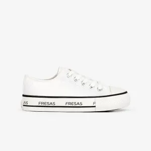Girl's White Canvas Platform Sneakers