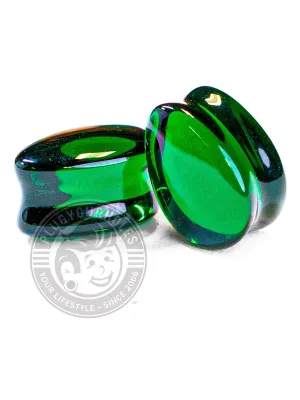 Green Bottle Teardrop Glass Plugs