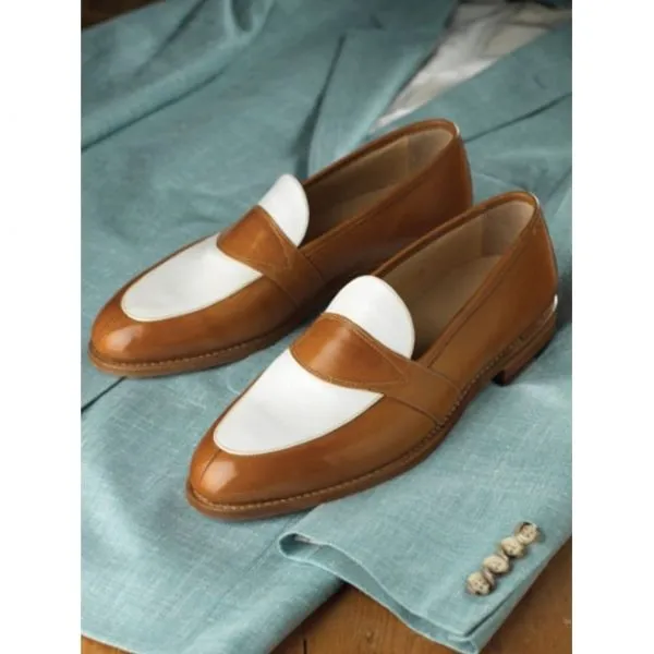 Handmade Men's Two Tone Leather Shoes, Men Spectators Shoes, Men's Shoes