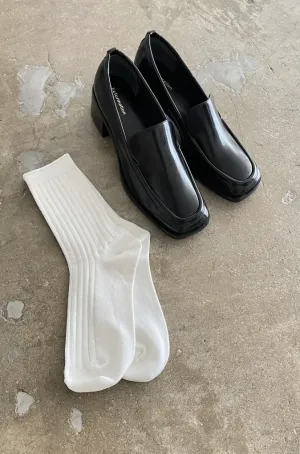 Her Socks - Mercerized Combed Cotton Rib Classic White
