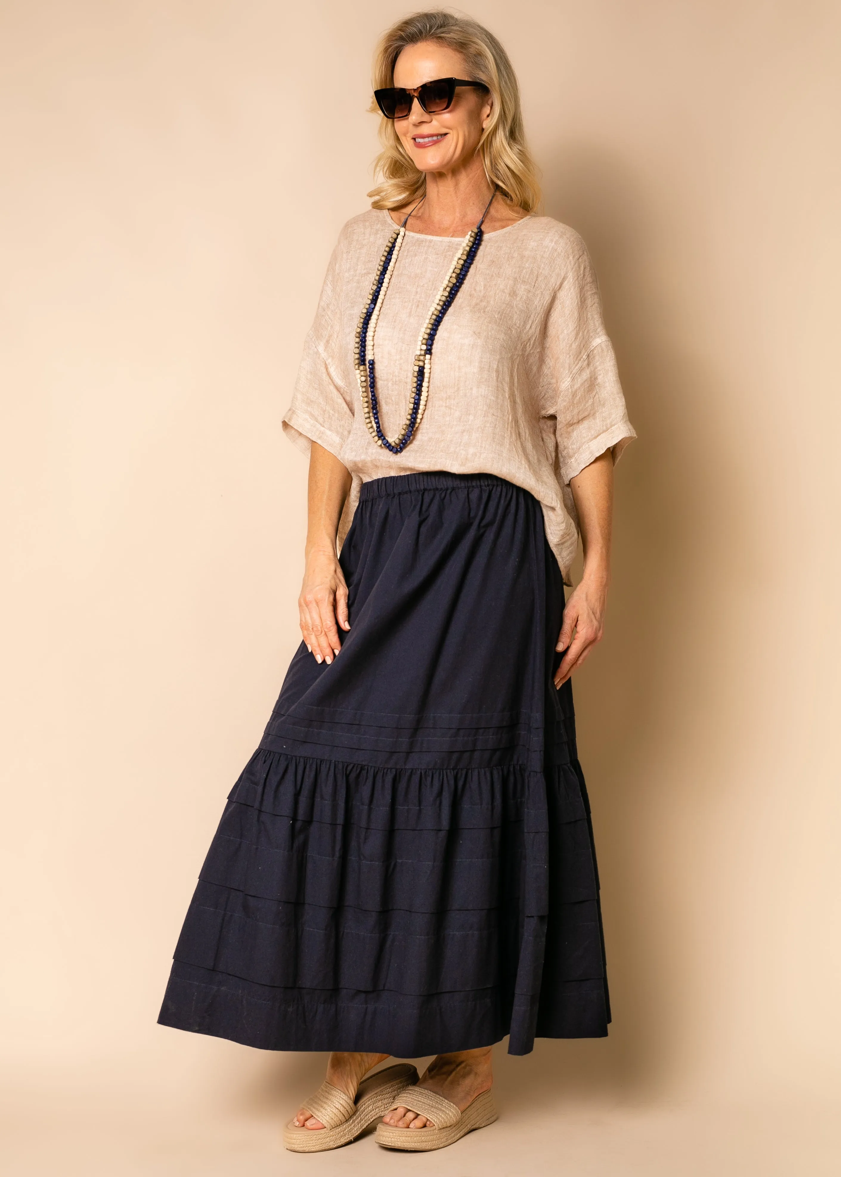 Honey Cotton Skirt in Navy