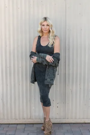 HOODED LACE BACK DRESS - VINTAGE ARMY